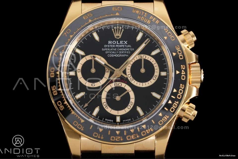 Gold VSF 804 Daytona Marker Weight Black Best Snug Gain Black Dial 1:1 DD Stick Sub-dial Oyster-flex Rim Edition 126518 on Strap 0308